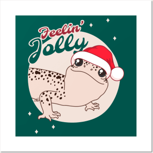 Mack Super Snow Leopard Gecko, Christmas Edition! Feelin Jolly! Green BG Posters and Art